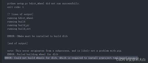 Error Could Not Build Wheels For Dlib Which Is Required To Install