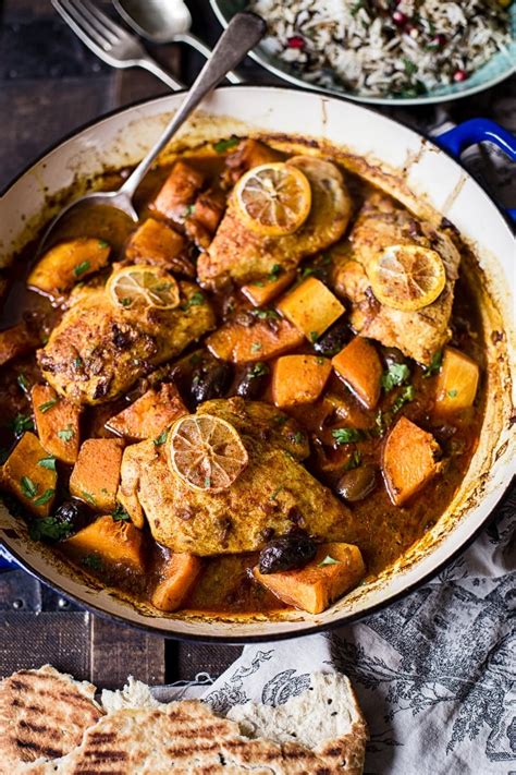 To make moroccan chicken tagine, you will need some chicken (breast, thighs, or any other part), vegetables of your choice, olive oil, and fresh spices and aromatics. Moroccan Chicken Tagine - Vikalinka