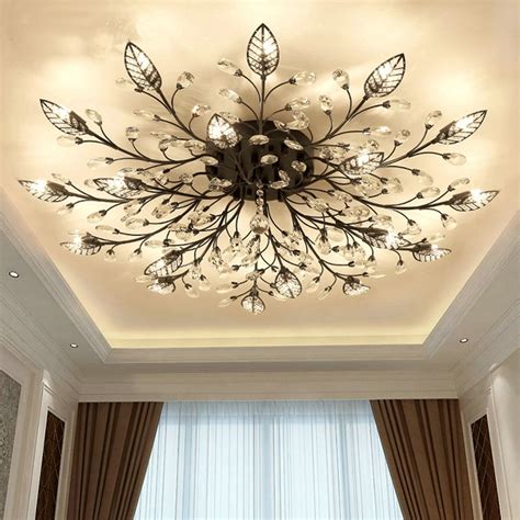 The dalton flush mount ceiling light features a refined hand tailored textured fabric shade in beige, black, gray or white with a white acrylic diffuser. Modern K9 Crystal LED Flush Mount Ceiling Chandelier ...