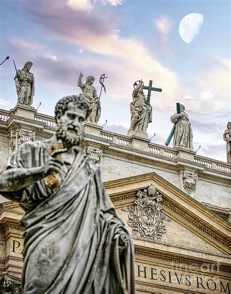 Statue Of St Peter Holding The Key To The Gates Of Heaven In Front Of