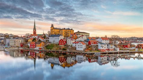 Photos Norway Arendal Reflection Water Houses Cities 1920x1080