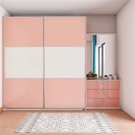 Compact Wardrobe Design In Pink And White Livspace