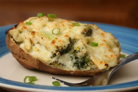 You can use less if you prefer, but we like broccoli and it's so healthy. twice-baked potatoes with broccoli, cheddar, and scallions