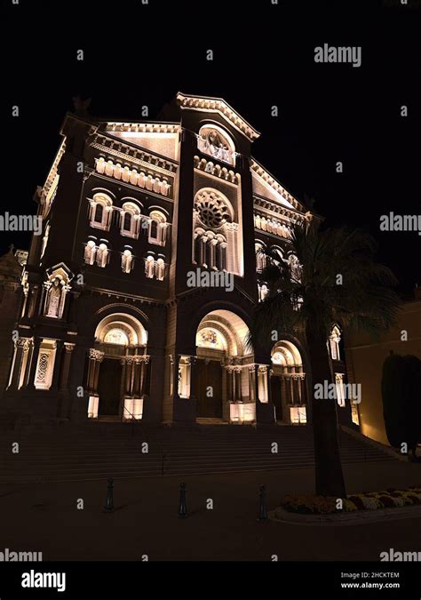 Night View Of The Illuminated Front Facade Of Famous Cathedral Of Our