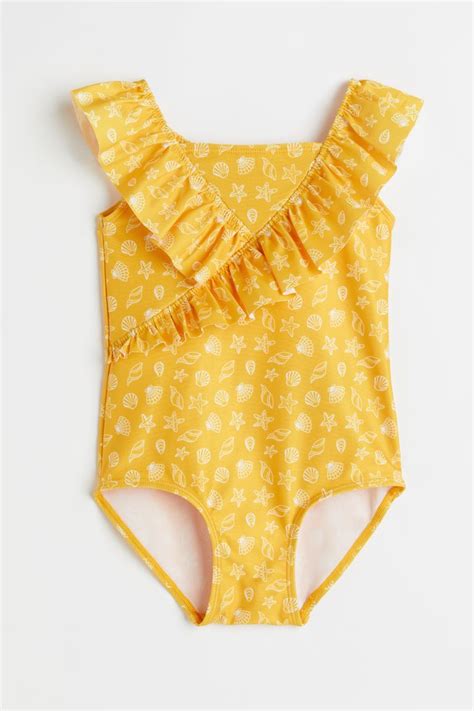 Flounce Swimsuit Yellowshells Kids Handm Au
