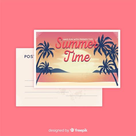 Postal De Vacaciones De Verano Vintage Vector Gratis