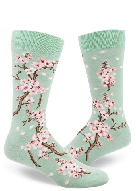 Cherry Blossom Mens Socks Green Modsocks Novelty Socks