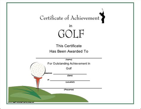 Download free version (pdf format). Golf Printable Certificate