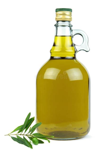 Pouring Extra Virgin Olive Oil From Glass Bottle On White Background