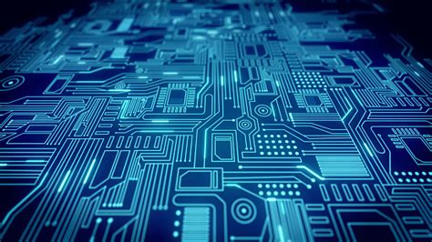 Blue Circuit Board Pattern Close Up 4k Resolution Loopable Stock Photo