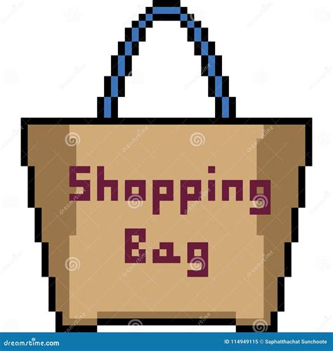 Vector Pixel Art Shopping Bag Stock Vector Illustration Of Cartoon