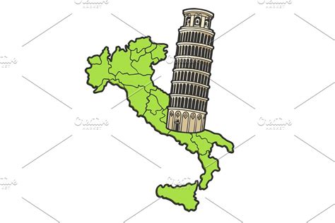 Italy Map And Leaning Tower Of Pisa Creative Daddy