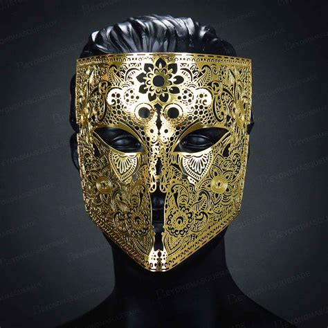 Mens Masquerade Face Mask Gold Mask Gold Masquerade Etsy