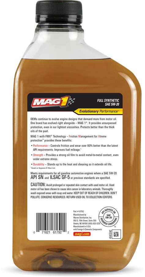 Mag 1 Full Synthetic 5w 20 Motor Oil