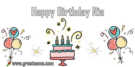 Happy Birthday Ria Cake Balloon Greet Name