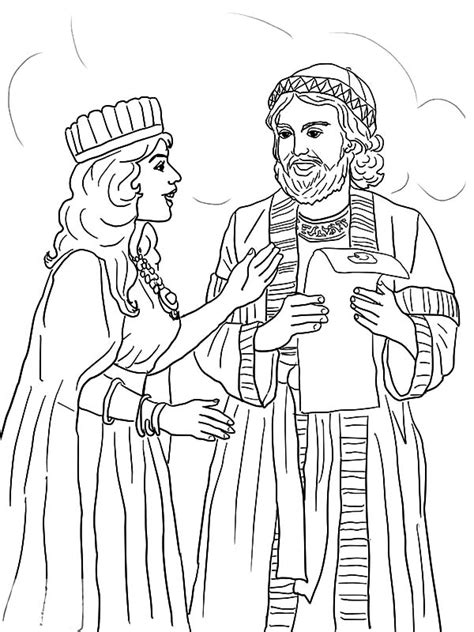 Queen Esther And Mordecai With Kings Edict Coloring Pages Download