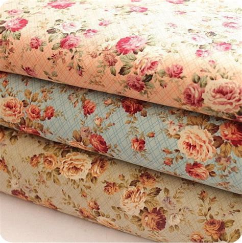 Vintage Style Fabric By The Yard Vintage Floral Rose Print Poly Cotton