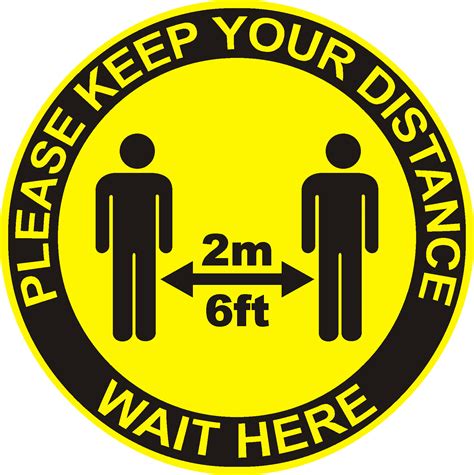 Keep Your Distance Sticker - Yellow Circle | Lasting Impressions Signs