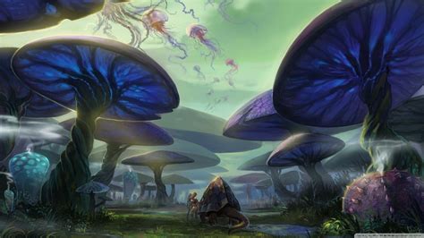 Digital Art Surreal Plants Magic Mushrooms Jellyfish Animals