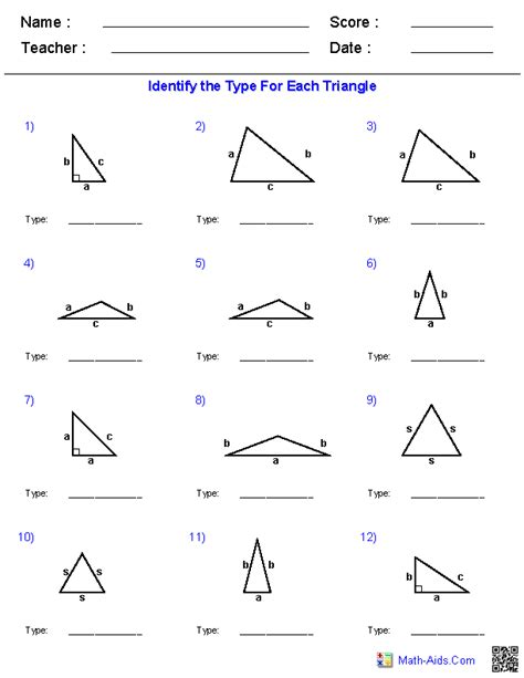 8 Triangle Classification Worksheet