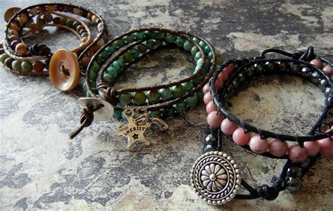Great Wrapped Leather And Beads Bracelet Tutorials The Beading Gem