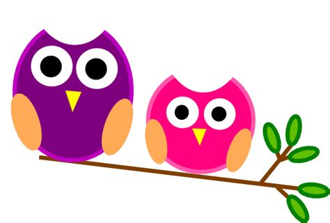 Free Two Cute Cartoon Owls Perched On A Branch Clip Art Clipart Best