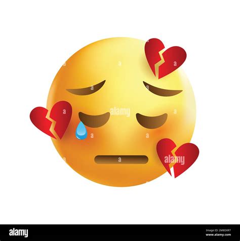 High Quality Emoticon On White Background Emoticon With Broken Heart