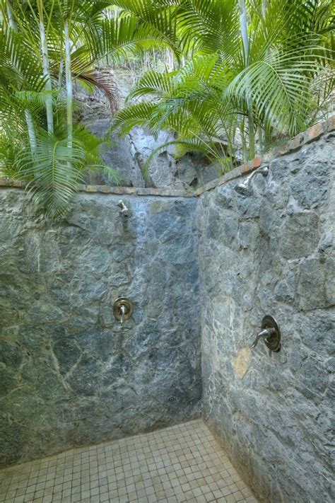 Tropical Outdoor Shower Rustic Shower Outdoor Bathrooms