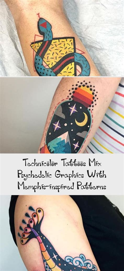 Technicolor Tattoos Mix Psychedelic Graphics With Memphis Inspired