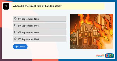 Year 1 Great Fire Of London Quiz Classroom Secrets Kids