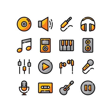 Premium Vector Music Linear Color Icon Set