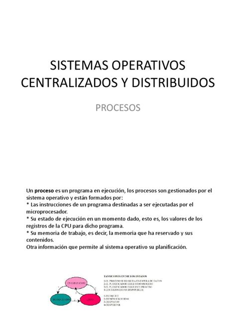 Sistemas Operativos Centralizados Y Distribuidos Pdf Proceso