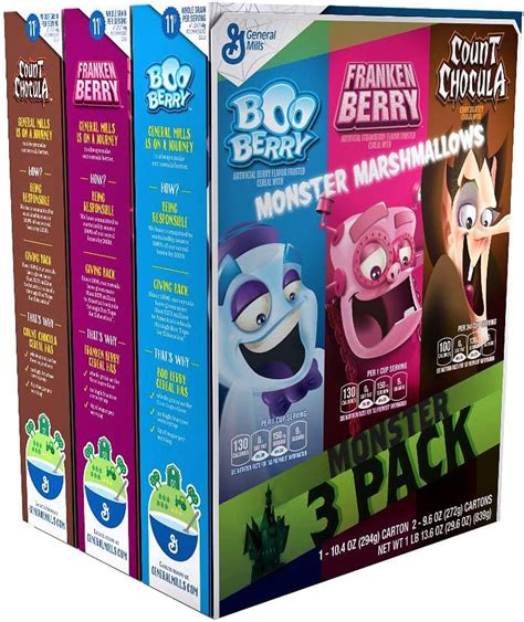 General Mills Monster Lot de céréales avec guimauves Monster Boo Berry Franken Berry Count