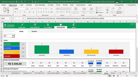 Planilha De Controle De Treinamentos Em Excel Vizual Planilhas