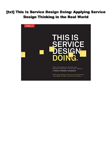 Pdf This Is Service Design Doing Applying Service Design Thinking