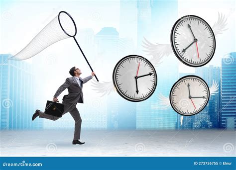 Deadline Concept With Businessman Catching Clocks Stock Image Image