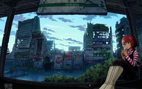 Female Anime Character Sitting Illustration Hd Wallpaper Wallpaper Flare