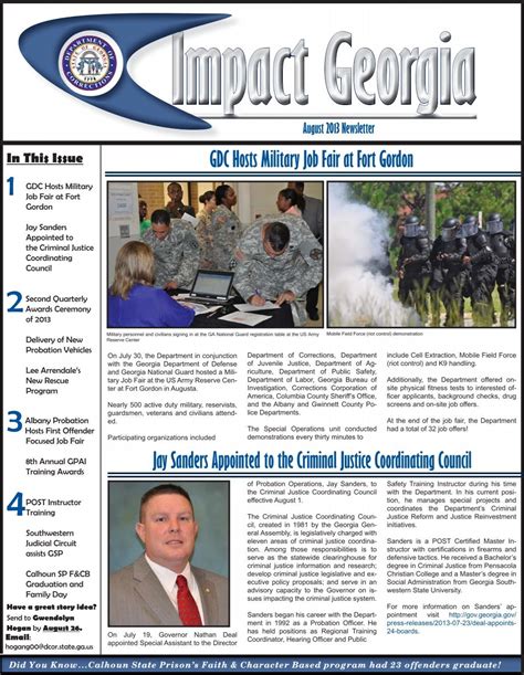 August 2013 Newsletter.indd - Georgia Department of Corrections