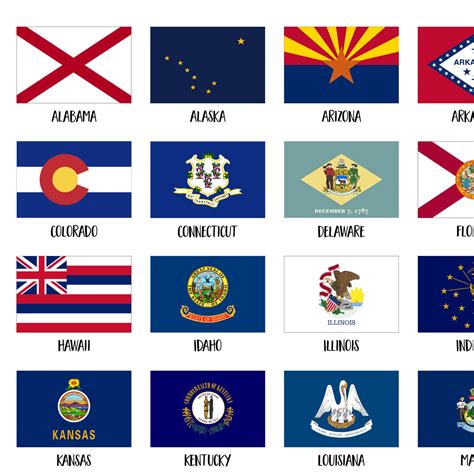 Printable Usa State Flags 50 Us State Flags Print United Etsy