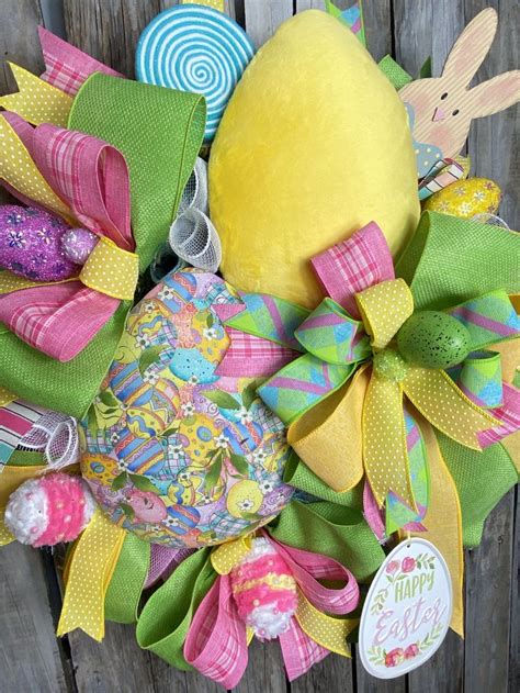 Ribbons In Bright Easter Colors Compliment Plush An Decorative Egg