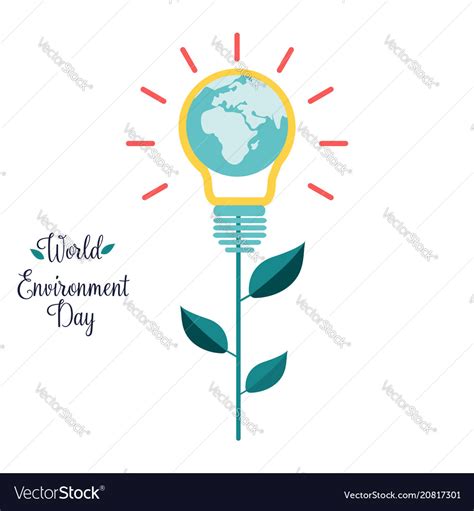 Poster For World Environment Day With Globe Plant Vector Image