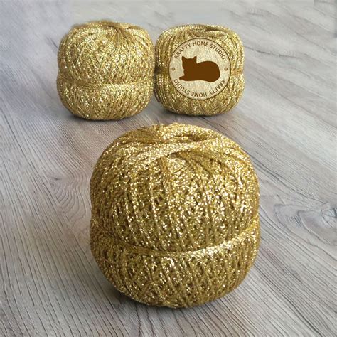 Gold Glitter Yarn Metallic Yarn Thread With Shimmer Soft Etsy