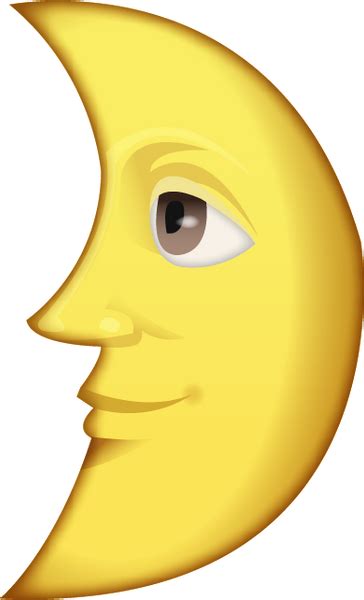 Download First Quarter Moon With Face Emoji Image In Png Emoji Island