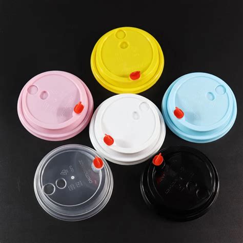 90mm Caliber Food Grade Pp Plastic Lid With Stopper Plug Milk Tea