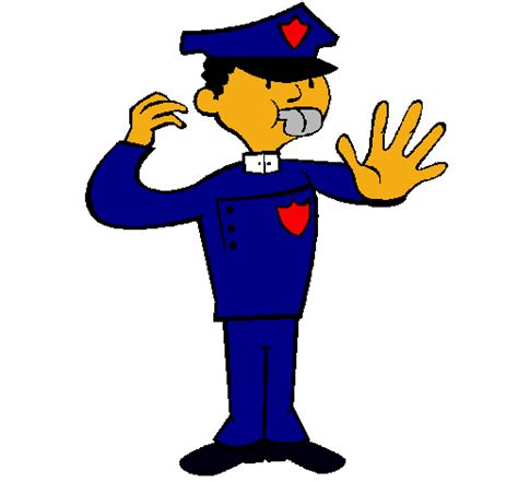 Caricatura de oficial de policía con patrulla de la policía. Dibujo de Policía de tráfico pintado por Policia2 en ...