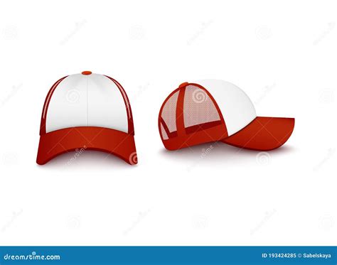 Red And White Snapback Baseball Cap Mockup Set From Front And Side View