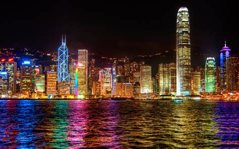 Wallpaper Hong Kong City Lights At Night 1920x1200 Hd