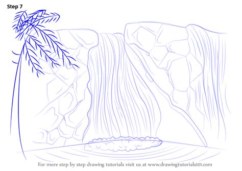 Landscape drawing and coloring for kids and everyone. Learn How to Draw a Waterfall (Waterfalls) Step by Step ...