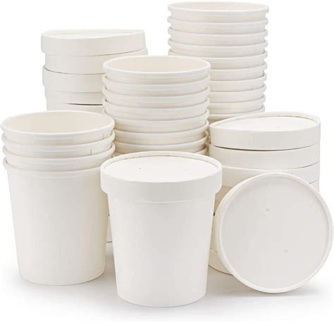 Buy 50 X White Soup Ice Cream Container 26oz With Lids 50pcs Brown