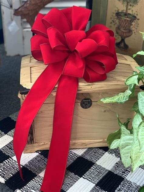 Red Velvet Bow Outdoor And Indoor Bow Christmas Bow Mailbox Etsy